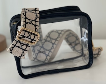 Stadium Game Day Purse - Clear Beige Geometric Bag