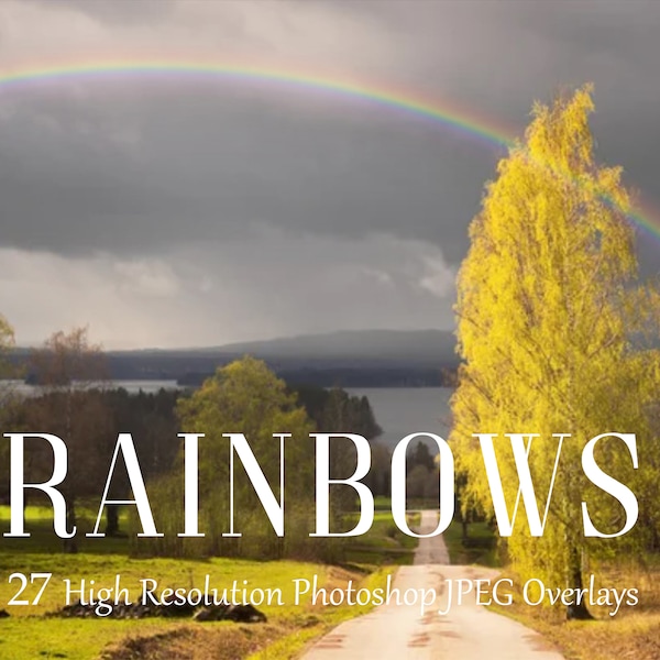 Rainbow overlays, realistic rainbows, photoshop overlays, rainbow clouds, double rainbow, sun burst, lens flare, overlays, digital download