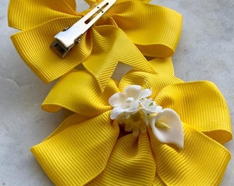 3 inch yellow bows for toddler girls
