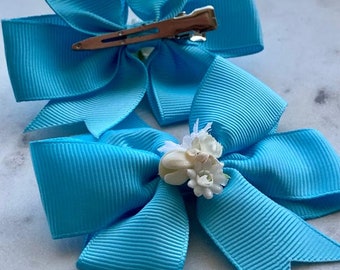 3 inch blue bows for toddler girls