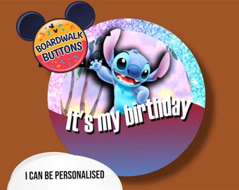 "Geburtstagsbutton ""Stitch"" - Disney im Stil & Chaos für Deine Feier."
