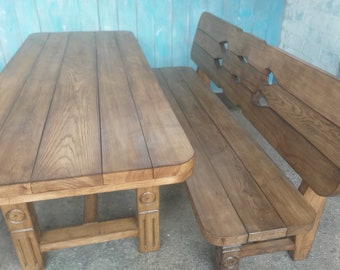 Garden furniture. Table. Armchair. Wooden furniture.Furniture