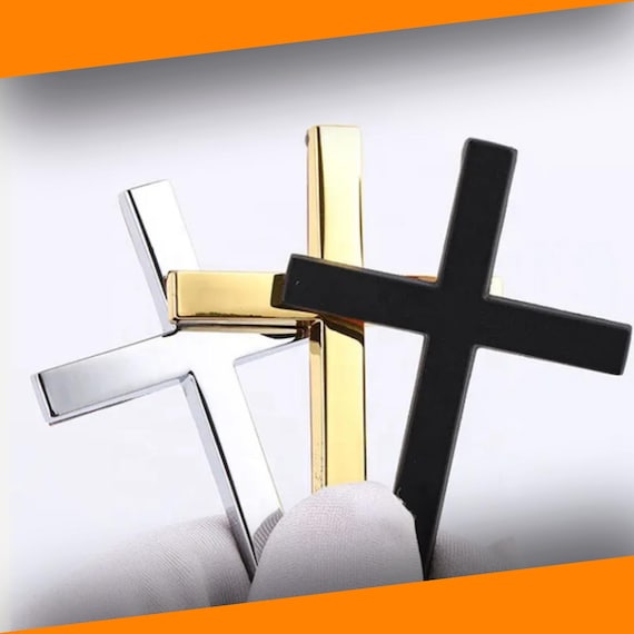 Autocollant Métal 3D Croix De Jésus-Christ - Pour Voiture, Valise, PC - Adhésif Puissant, Acier Inox - 4