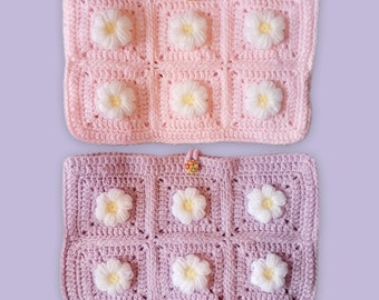 Book Sleeve Crochet Handmade Flower Book Cover Protector Gift for Readers Book Lovers Pink