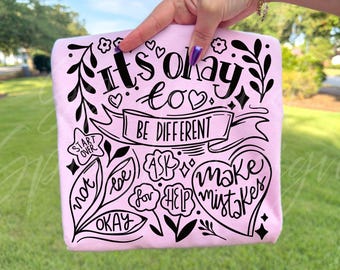 It's okay to boho floral svg, flowers png, motivational svg, inspirational svg, kindness svg, t shirt svg, mental health svg, affirmations