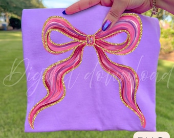 Coquette Rosett PNG: Penseldragsband Clipart, trendig flickig png, sublimeringsdesign