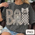 BOO ghosts PNG Design, Checkered, leopard, camo, Distressed Autumn PNG, Girly Png, Trendy thanksgiving png trendy fall png, Halloween design product logo