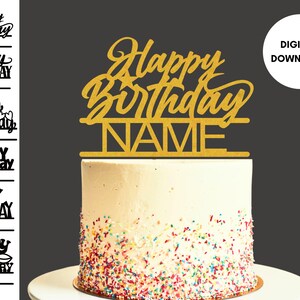 Lot de joyeux anniversaire de gâteau SVG, gâteau personnalisé SVG, fichier de coupe cricut, fichier de coupe de gâteau personnalisé, téléchargement numérique