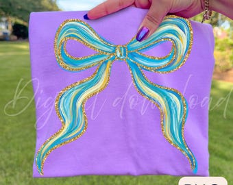 Coquette Rosett PNG: Penseldrag Clipart, Pastellband (Digital Nedladdning)