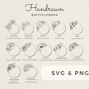 mês de nascimento flor svg png, molduras florais svg, pacote boho floral crown svg, coroa decorativa svg, coroa floral para download, SVG/PNG
