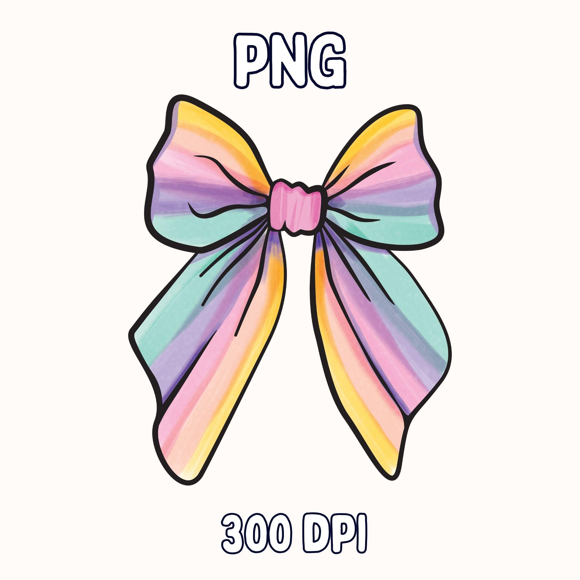 Colorful Coquette Bow PNG: Retro Rainbow Sublimation Design (Digital Download)