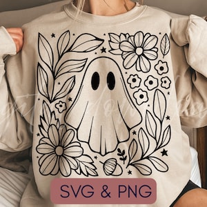 Fantasma floreale SVG: design boho per Halloween (download digitale)