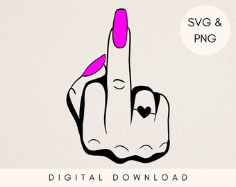 Svg doigt du milieu féminin, ongle rose, svg du majeur, je fais correspondre l'énergie svg, svg sarcastique, fichier svg pour cricut, f you svg, téléchargement numérique