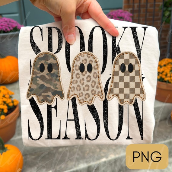 Retro patchwork ghosts png, checkered ghost design, trendy fall png, Halloween design, Sublimation design