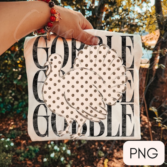 Polka dot Turkey PNG, Gobble png,Preppy thanksgiving png, give thanks png, Trendy fall design, Polka dot Fall png, Thanksgiving png
