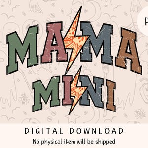 MAMA et Mini boulon rétro PNG, sublimation de chemise d'halloween pour maman et enfant, design png pour Thanksgiving esthétique à la mode, design par sublimation
