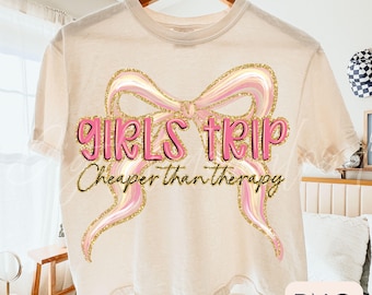Girls Trip Shirt Design: Pink Coquette Bow PNG (Digital Download)
