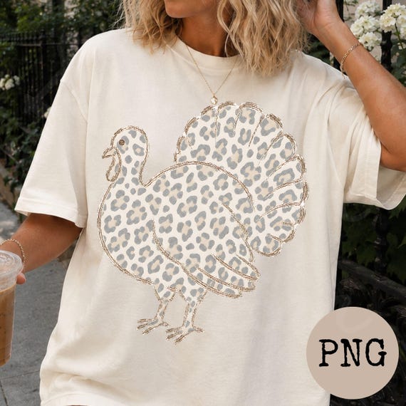 Leopard print Turkey PNG, Preppy thanksgiving png, give thanks png, Trendy fall design, Leopard print fall png, Thanksgiving png