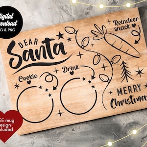 Bandeja do Papai Noel svg, prato do Papai Noel svg, bandeja retangular do Papai Noel svg, véspera de Natal svg, querido Papai Noel svg, arquivo svg retrô de Natal para cricut