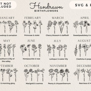 birthflower svg, birthmonth flower svg, birth month flower svg, birth flowers png,mothers day svg files for cricut, simple flower svg