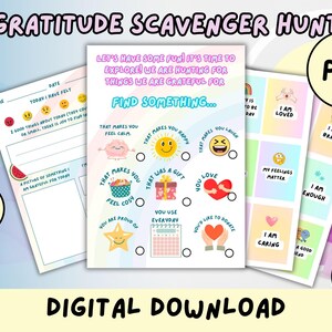 Niedliche Indoor Schnitzeljagd in Dankbarkeit für Kinder im Alter von 4-8 Jahren, druckbare Aktivitäten für Kinder, DOWNLOAD