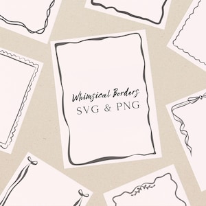 Whimsical Hand-Drawn Border SVG & PNG Bundle: Invitation Frames (Digital Download)