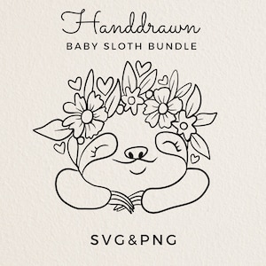 Simpatico bradipo in formato SVG, bradipo in formato SVG cricut, monogramma di bradipo, bradipo png, boho bambino in formato SVG, turni di vivaio floreale in formato SVG, bradipo San Valentino, ragazze vivaio in formato SVG