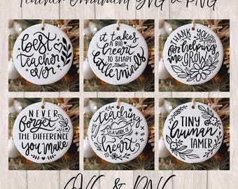Teacher round ornament SVG and PNG Bundle, Christmas rounds SVG, Teacher gift  ( digital download)