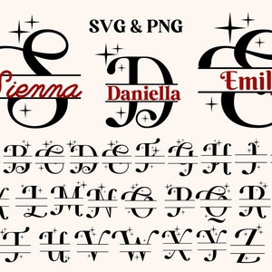 Dividir letras de Natal svg, dividir letras de monograma svg alfabeto, dividir alfabeto a-z svg, nome moldura svg arquivos de corte para cricut