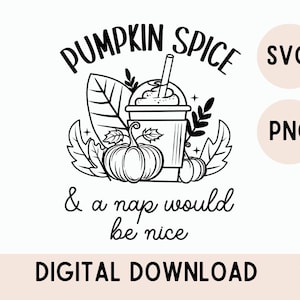 pompoenkruid en een dutje zou leuk zijn svg-snijbestand, gezellige leesgrage herfstvibes halloween shirtontwerpen, boerderij herfstpompoen SVG/png-bundel