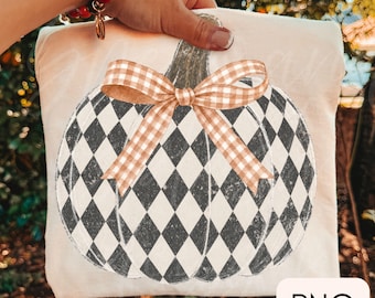 checkered pumpkin PNG, distressed autumn png, Trendy fall design, Rustic fall png, Thanksgiving shirt design, Halloween png
