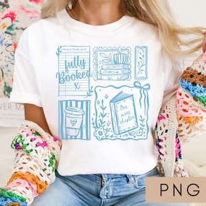 Just one more chapter PNG, books and coffee png, bookish sweatshirt png, whimsical book Lover, Coquette doodle, Aesthetic sweatshirt image 3