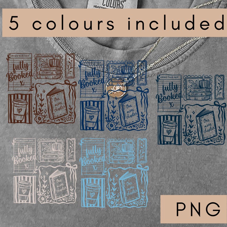 Just one more chapter PNG, books and coffee png, bookish sweatshirt png, whimsical book Lover, Coquette doodle, Aesthetic sweatshirt image 6