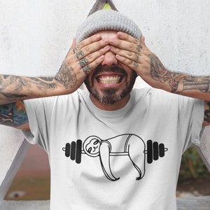 Camisa divertida de perezoso de gimnasio, camiseta de gimnasio para hombres, regalo divertido de fitness para hombres, camiseta de entrenamiento, camisa muscular divertida, camiseta de levantamiento de pesas, regalo de culturismo