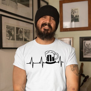 Beer Heartbeat Shirt, Beer Lover Tee, Gift For Beer Lovers, Beer Mug EKG T-Shirt, Brewer Shirt, Craft Beer Gift, Brewing Beer Tee, Brewery