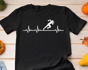 Chemise de battement de coeur de sprinter, cadeau d'amant de course, tee-shirt Ekg de course, chemise de coureurs, t-shirt de sprinter, cadeau d'amant de marathon, chemise d'amant de sprint