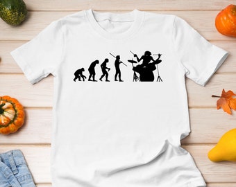 Schlagzeuger Evolution Shirt, Schlagzeuger Geschenk, lustiges Schlagzeuger Geschenk, Musik Band Tee, Rock Musik Liebhaber, Schlagzeug Sticks Tee, cooles Schlagzeug Shirt, Schlagzeug Set