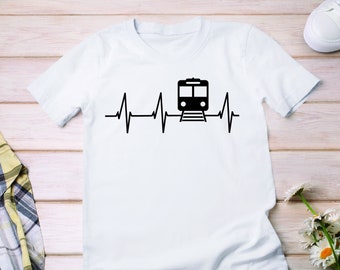 Train Heartbeat Shirt, Train Driver Tee, Railroad Heartbeat T-Shirt, Railroad EKG Tee Gift, Train Lover Gift, Train Shirts, Conductor Shirt