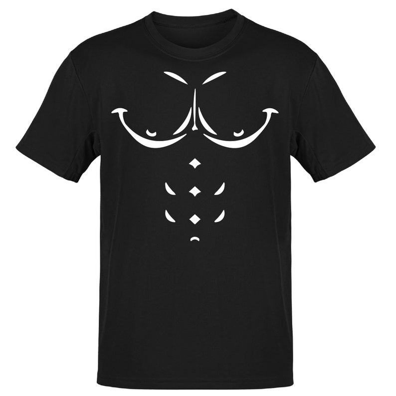 Mens Funny Muscle Six Pack Muscle Abs TShirt Fake Abs Gym Novelty