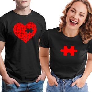 Heart Puzzle Matching Shirt, Heart Couples Tee, Half Hearts Couple ...