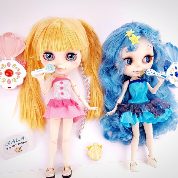 Blythe pop zeemeermin melodie aangepaste ooak Pichi Pichi Pitch Hanon en Luchia prinses anime meisje ブライス