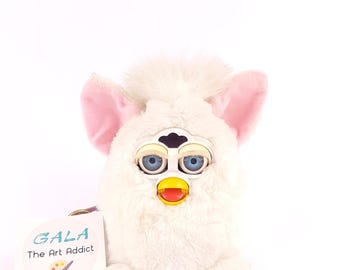 Vintage White Snowball Furby Tomy 1998 WORKING With Green