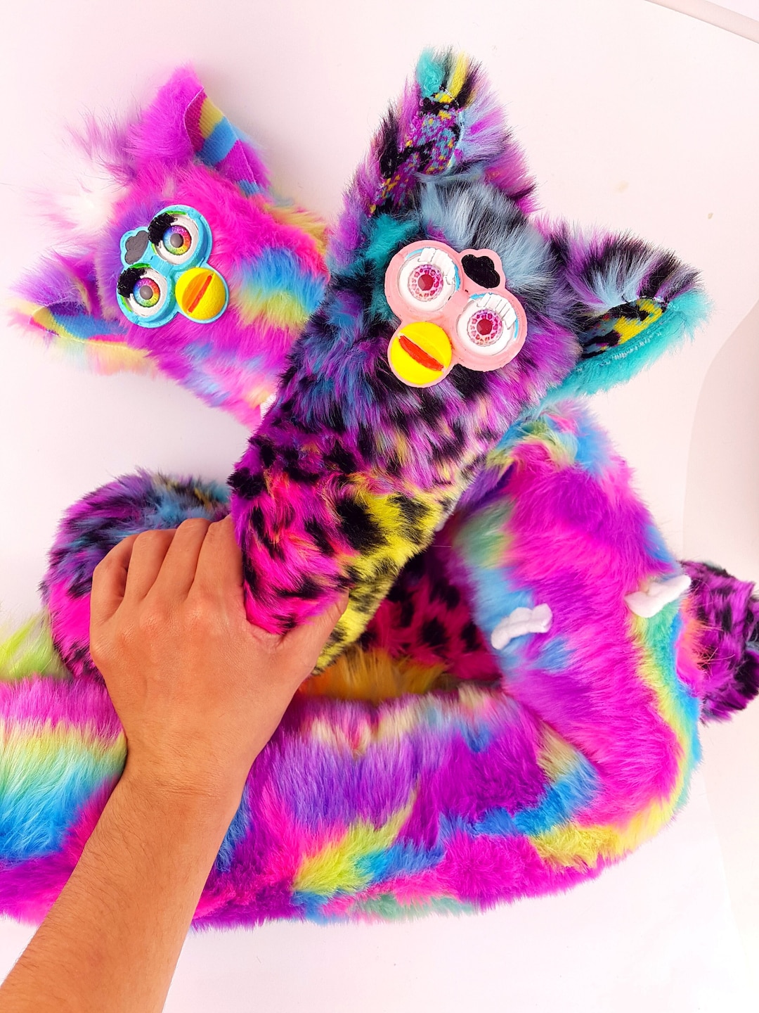 PREORDER Long Furby Cheap Rainbow Fur Custom Handmade 3D Printed Face Plush Toy Etsy