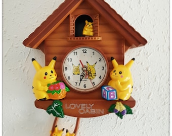 Pendule à coucou Pokemon Pikachu ÉDITION ULTRA RARE Ancienne horloge murale musicale avec musique compatible avec la boîte de marchandises vintage des années 90