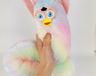 Long Furby Cheap Rainbow soft pastel colours Fur Custom Handmade 3D Printed Face Plush Toy 27 inches (70cm) ファービ
