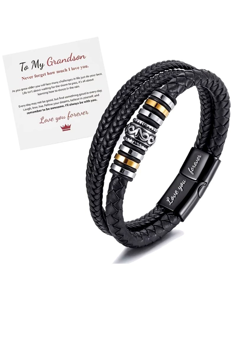 Mens Genuine Leather Bracelet With Message Card to Son Etsy