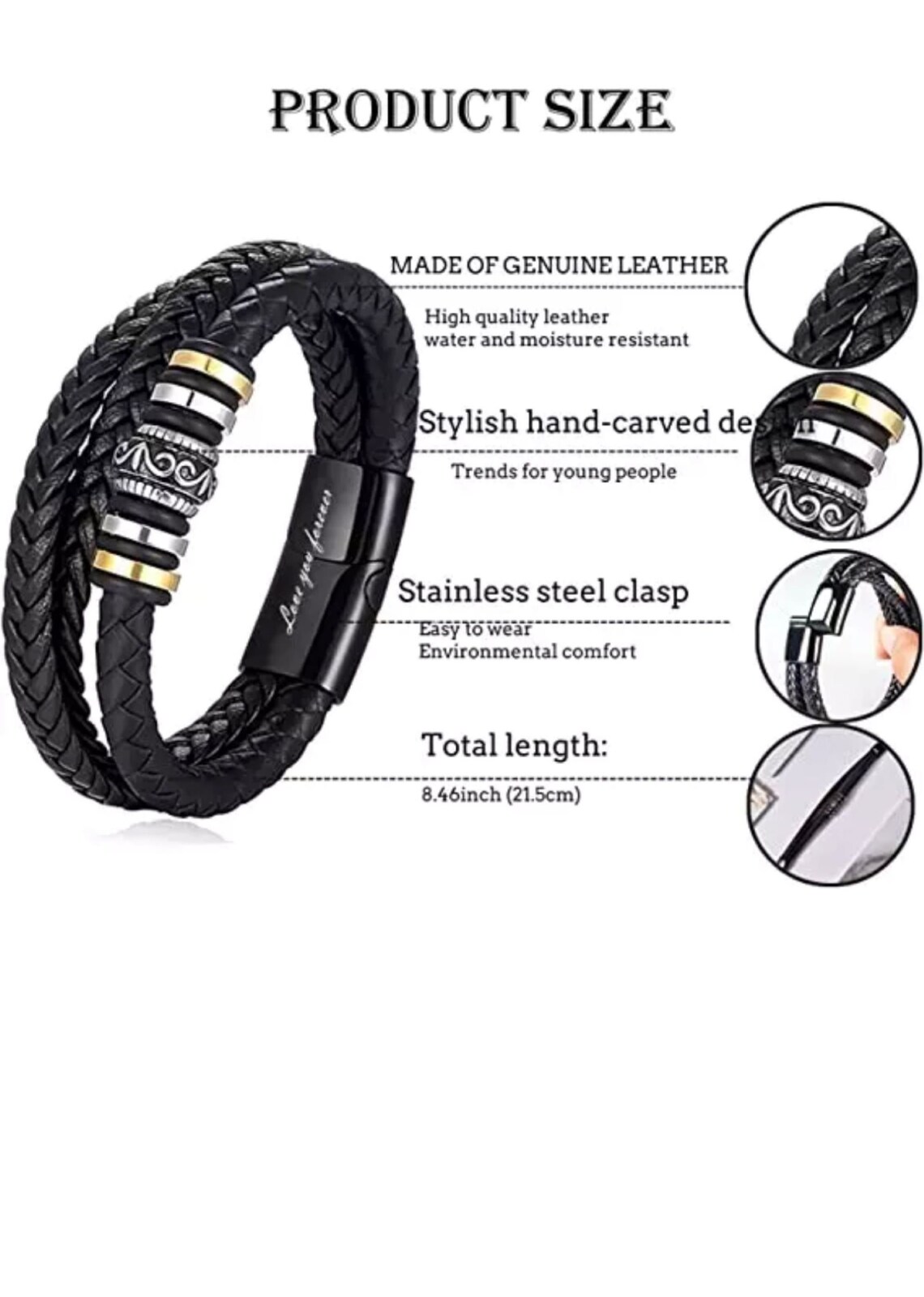 Mens Genuine Leather Bracelet With Message Card to Son Etsy