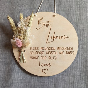 Teacher - teacher gift, farewell gift school, thank you, personalized, gift wall sign with dried flowers