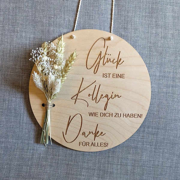 Kollegin- Kollege Geschenk,   bester Arbeitskollege,  Personalisiert , Wandschild mit Trockenblumen