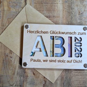 Graduation gift, Class of 2026, Personalized money gift for graduation, Wooden card for money, School graduation card with name image 5